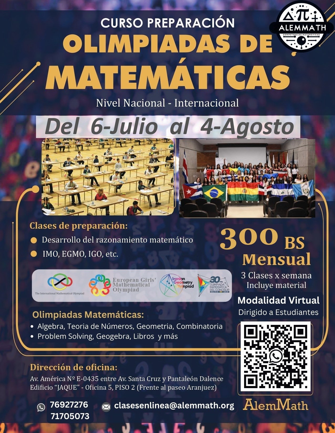 Afiche del curso de Olimpiadas de Matemáticas AlemMath